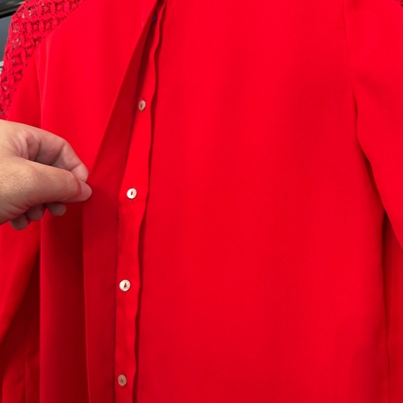 H&M Red Lace Sleeve Blouse w/ Pearl Buttons 🔥 - Picture 5 of 7